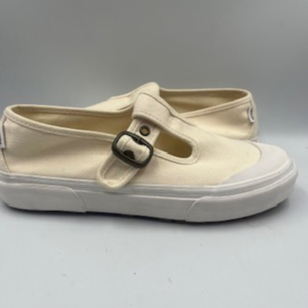 Vans Cream Slip-On Sneakers with Buckle - Picture 4 of 12